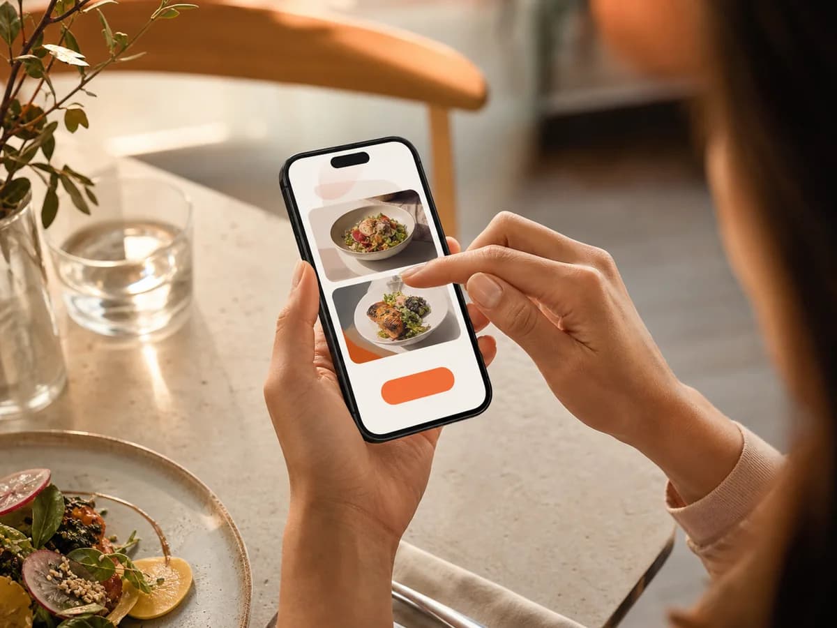 Cliente escolhendo produtos no cardápio pelo celular